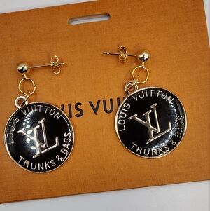 Louis Vuitton Zipper pulls (2) 25 mm plus .925 Earring Posts, Black